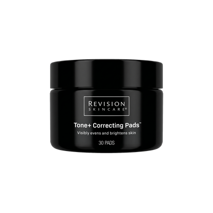 Revision Skincare Tone+ Correcting Pads black jar, front view